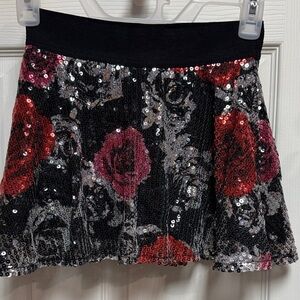 Justice Black and Red Sequin Mini Skirt size 8 Girls